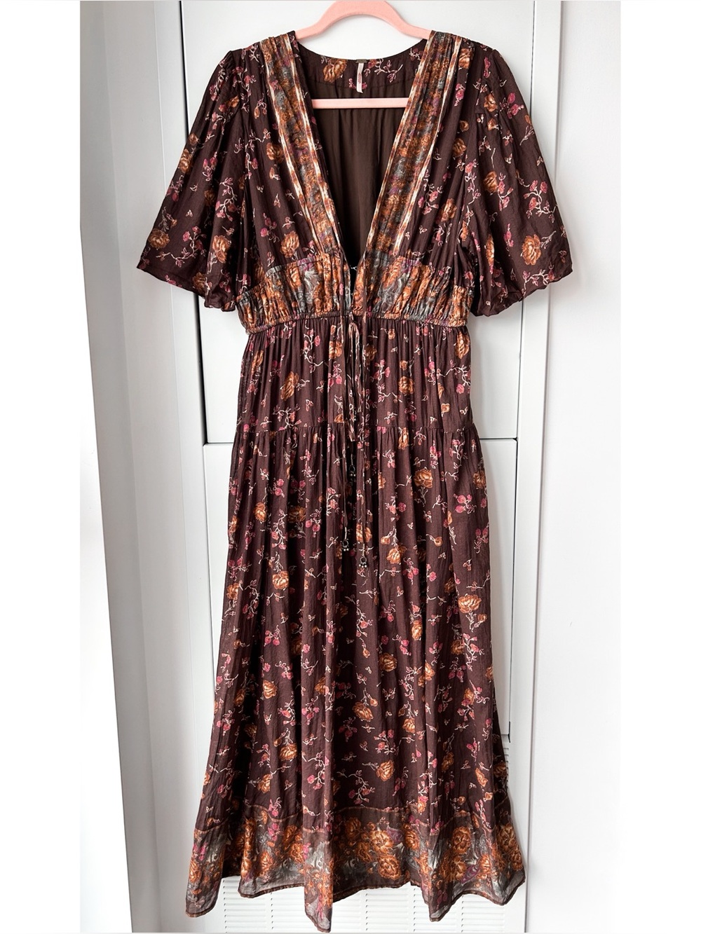 Free People Lysette brown boho floral maxi dress